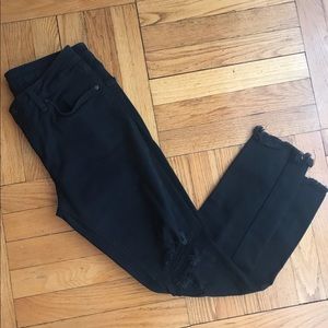 Just Black Denim - Black Frayed Hem Skinny Jeans